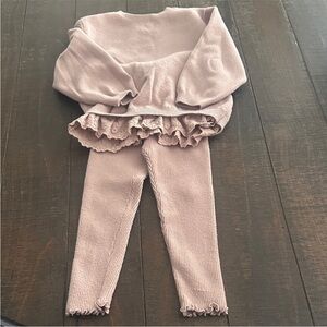 Zara Kids Pink Ruffle Leggings Set